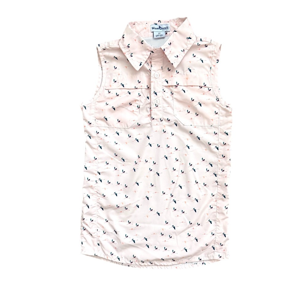 Blue Quail Flamingo Pink Sleeveless Dress Girls 3T  Quick Dry UPF Vacation Prep